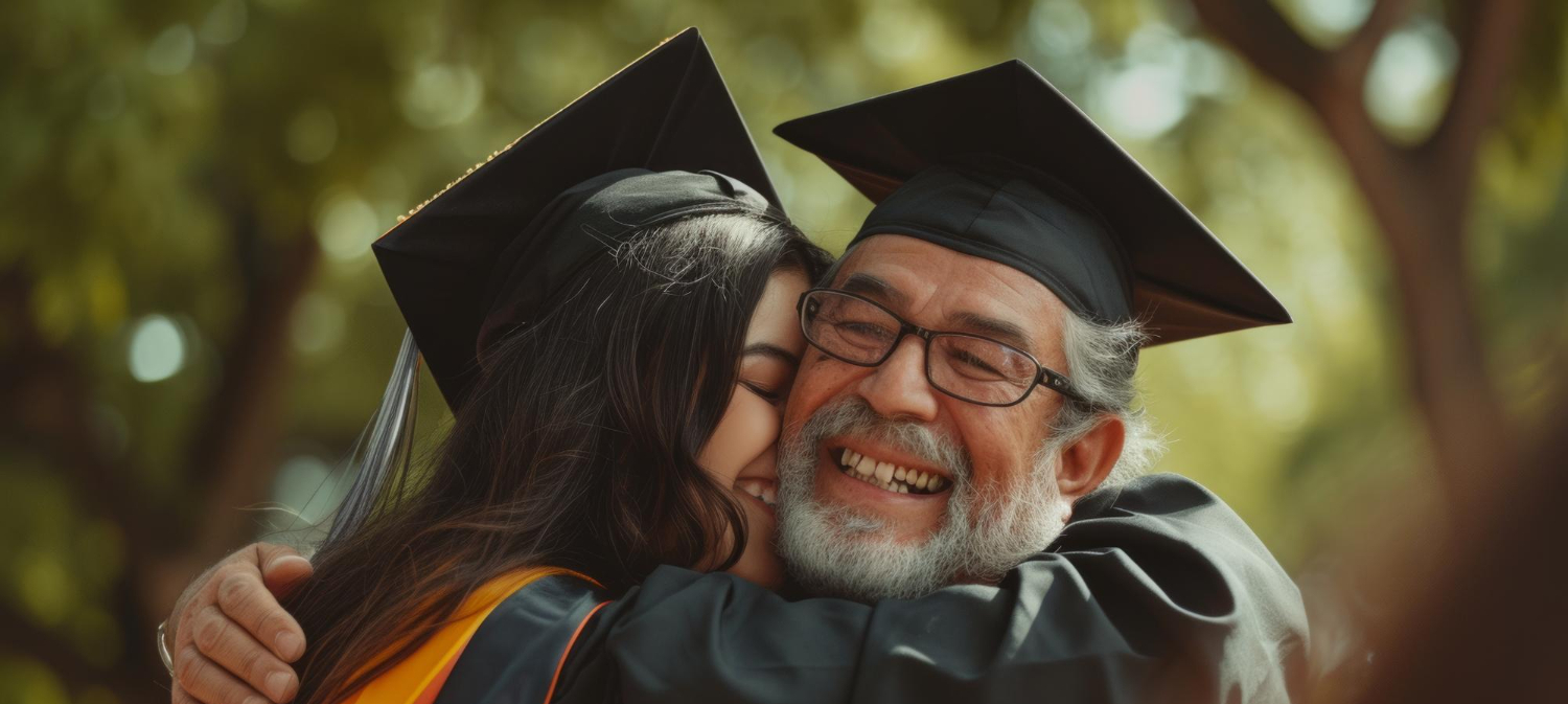 graduated student hugging parent 